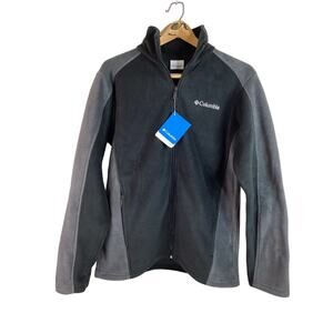 New With Tags Columbia Full Zippered Men's Fleece Jacket Gray And Black Size S